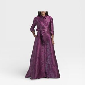 Terani Couture Shimmering Purple Long Sleeve Dress